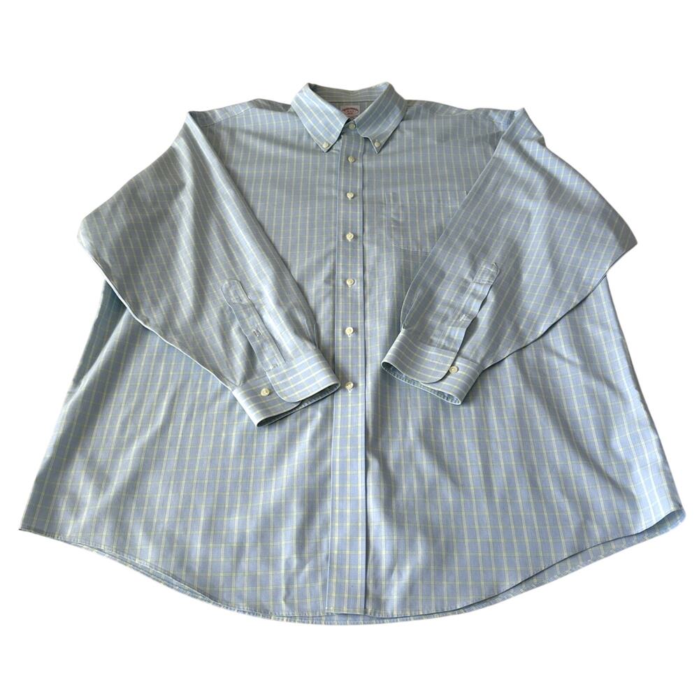 Brooks Brothers 346 Shirt Men’s Blue/Yellow LS Size 18 4/5 Career